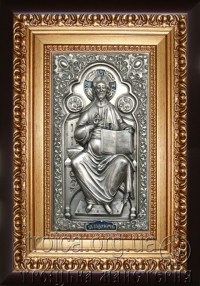 Икона "Николай Чудотворец на престоле" (в серебре)