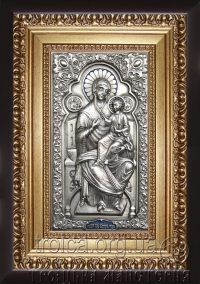 Икона "Николай Чудотворец на престоле" (в серебре)